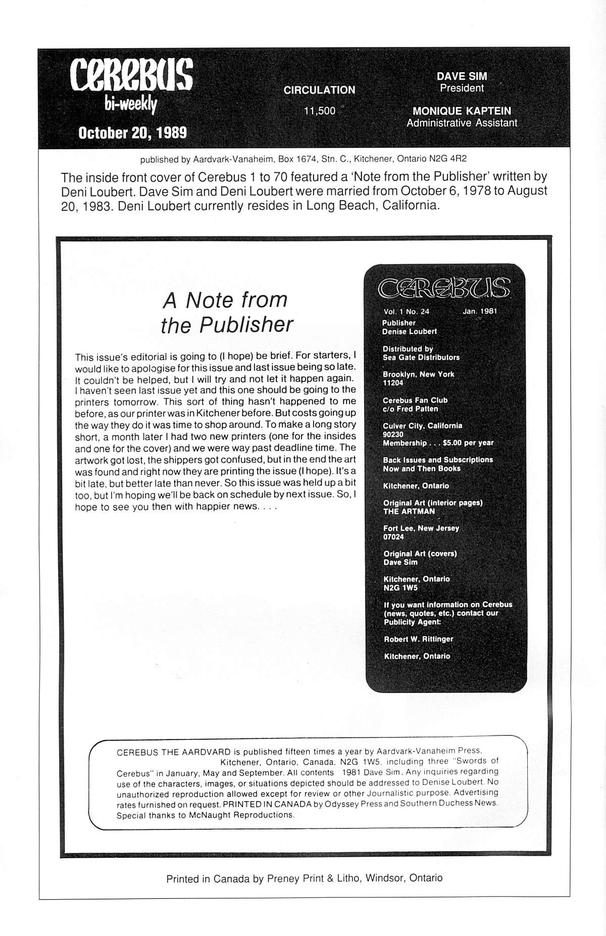 Read online Cerebus comic -  Issue #24 - 2