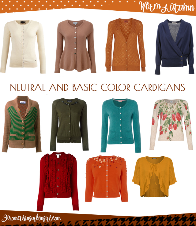 Wardrobe Essential: Neutral and basic color cardigans for Warm Autumn women by 30somethingurbangirl.com