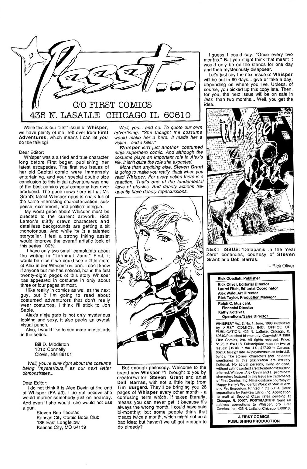 Read online Whisper (1986) comic -  Issue #1 - 2