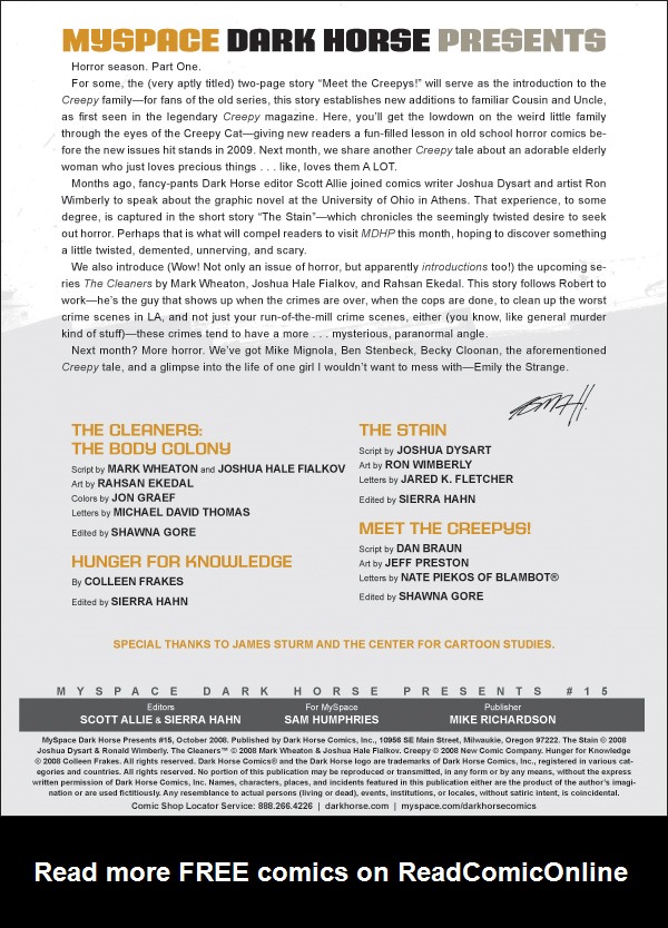 Read online MySpace Dark Horse Presents comic -  Issue #15 - 1