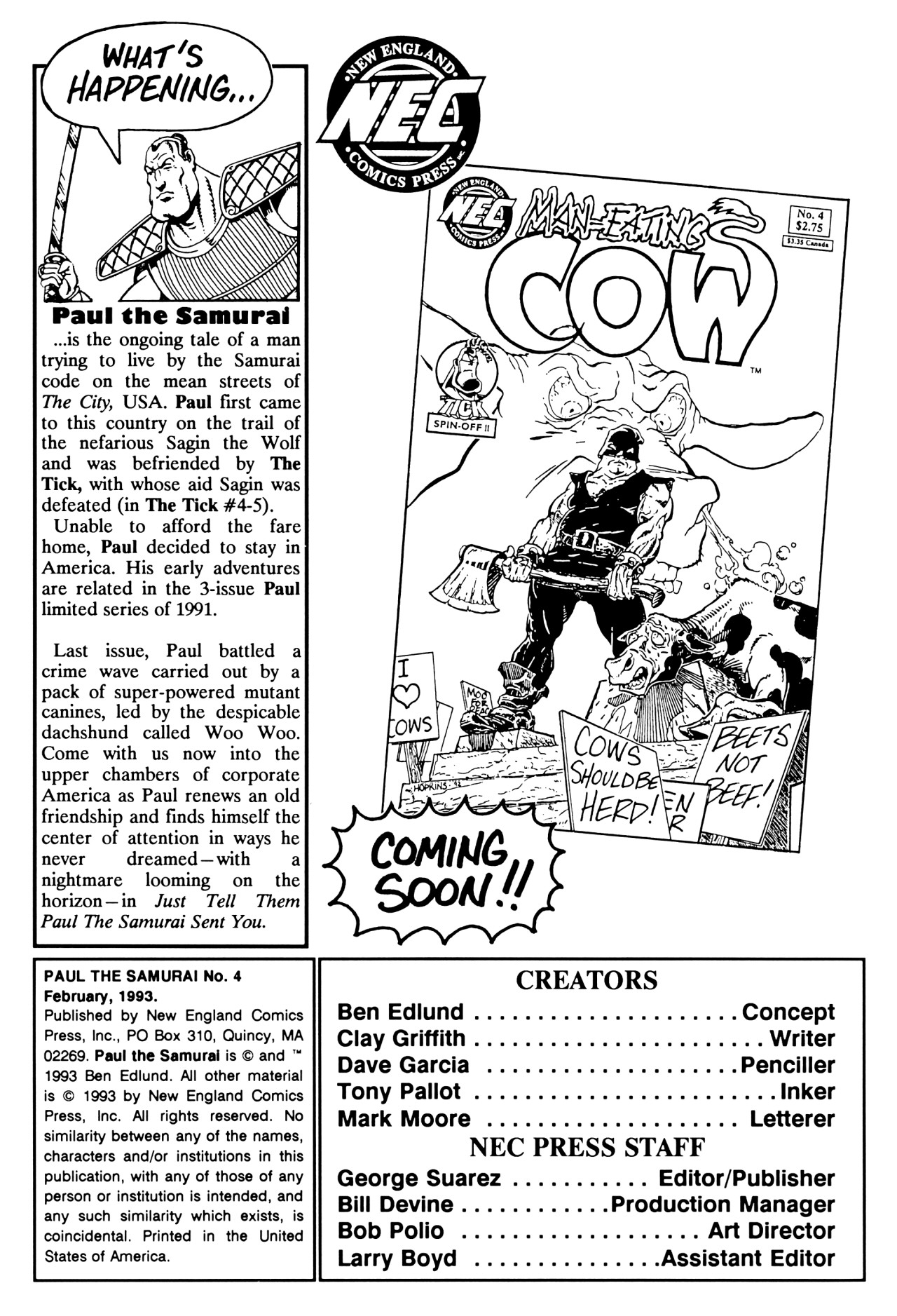 Read online Paul the Samurai (1992) comic -  Issue #4 - 2
