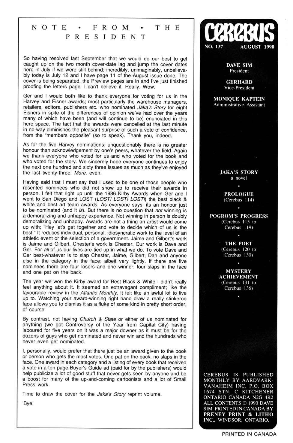 Read online Cerebus comic -  Issue #137 - 2