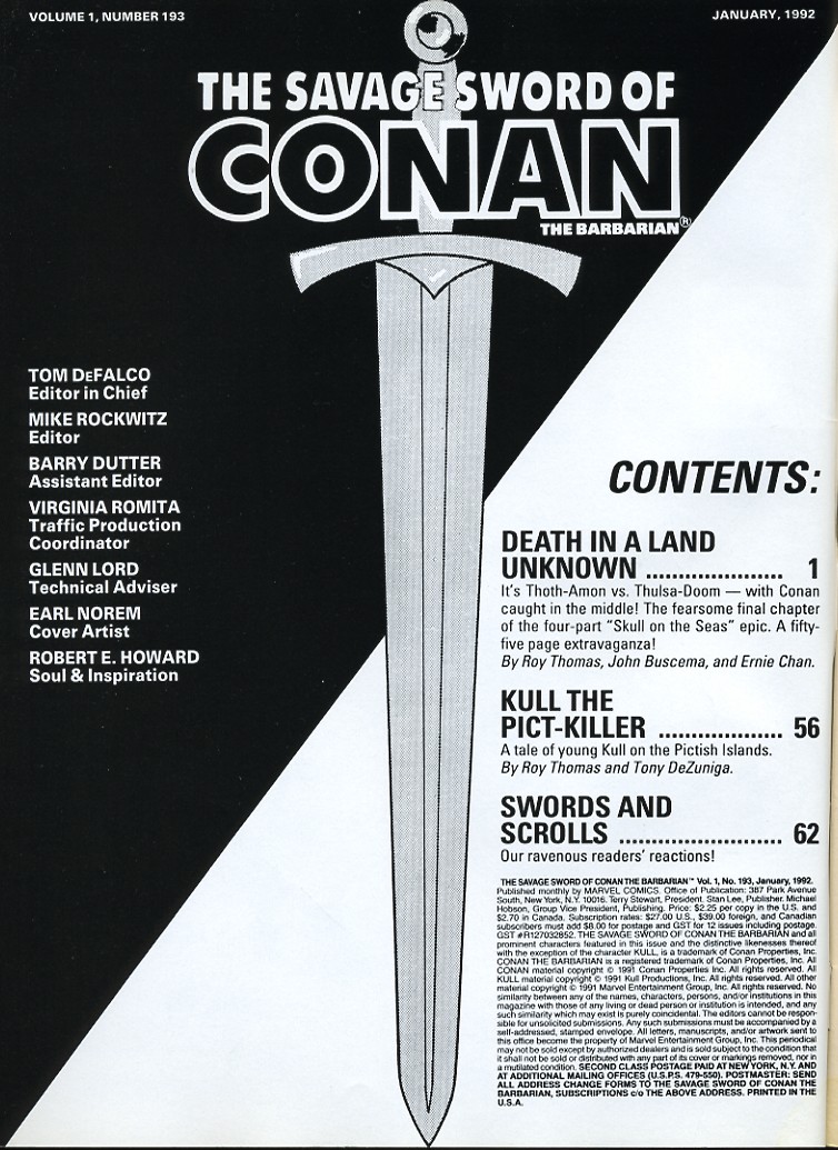 Read online The Savage Sword Of Conan comic -  Issue #193 - 2