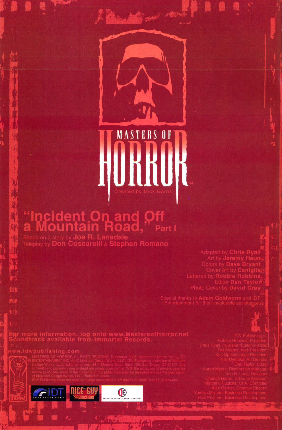 Read online Masters of Horror comic -  Issue #1 - 2