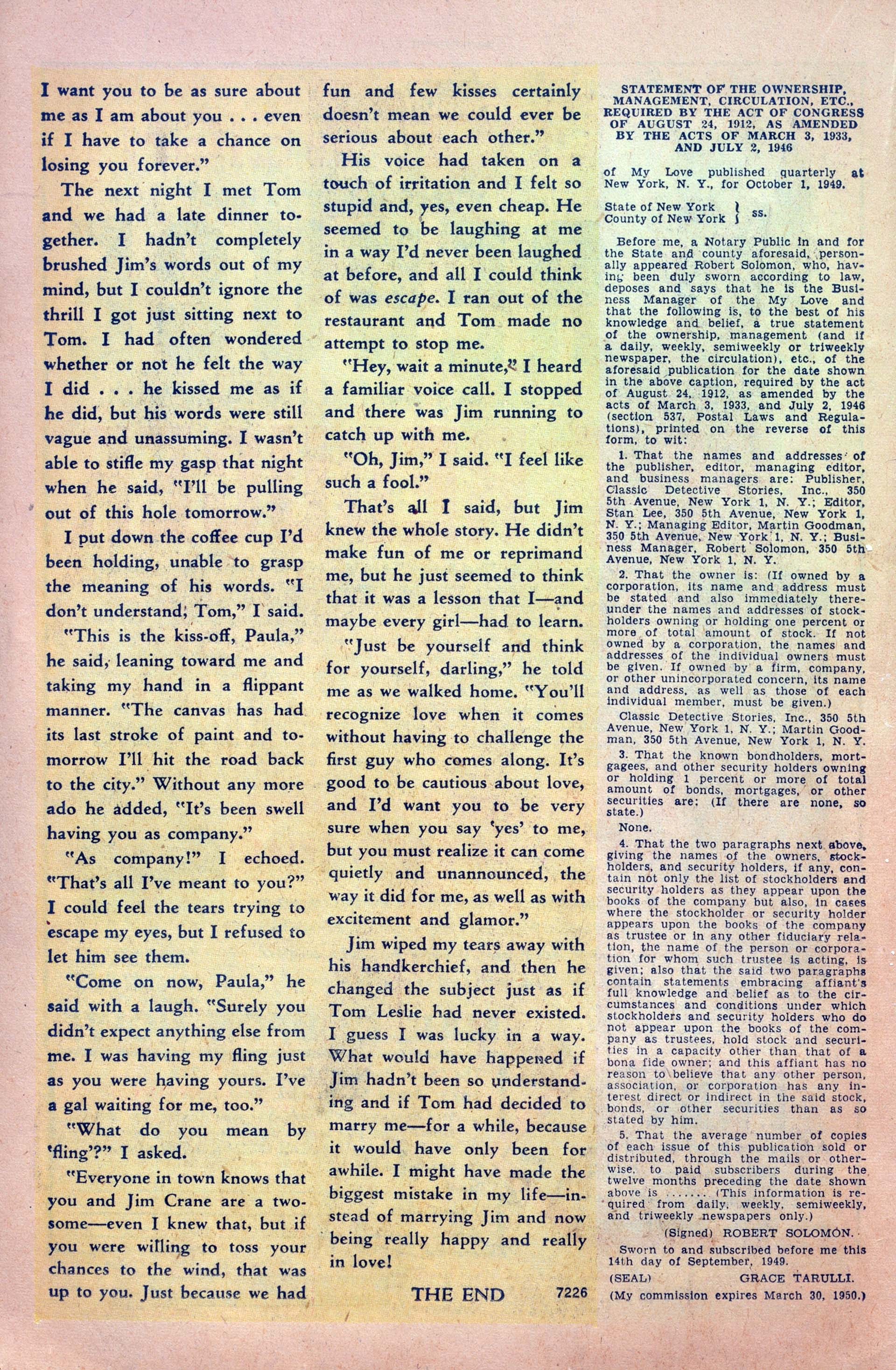 Read online My Love (1949) comic -  Issue #4 - 22