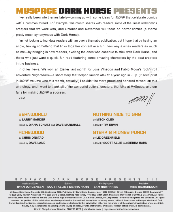 Read online MySpace Dark Horse Presents comic -  Issue #14 - 1