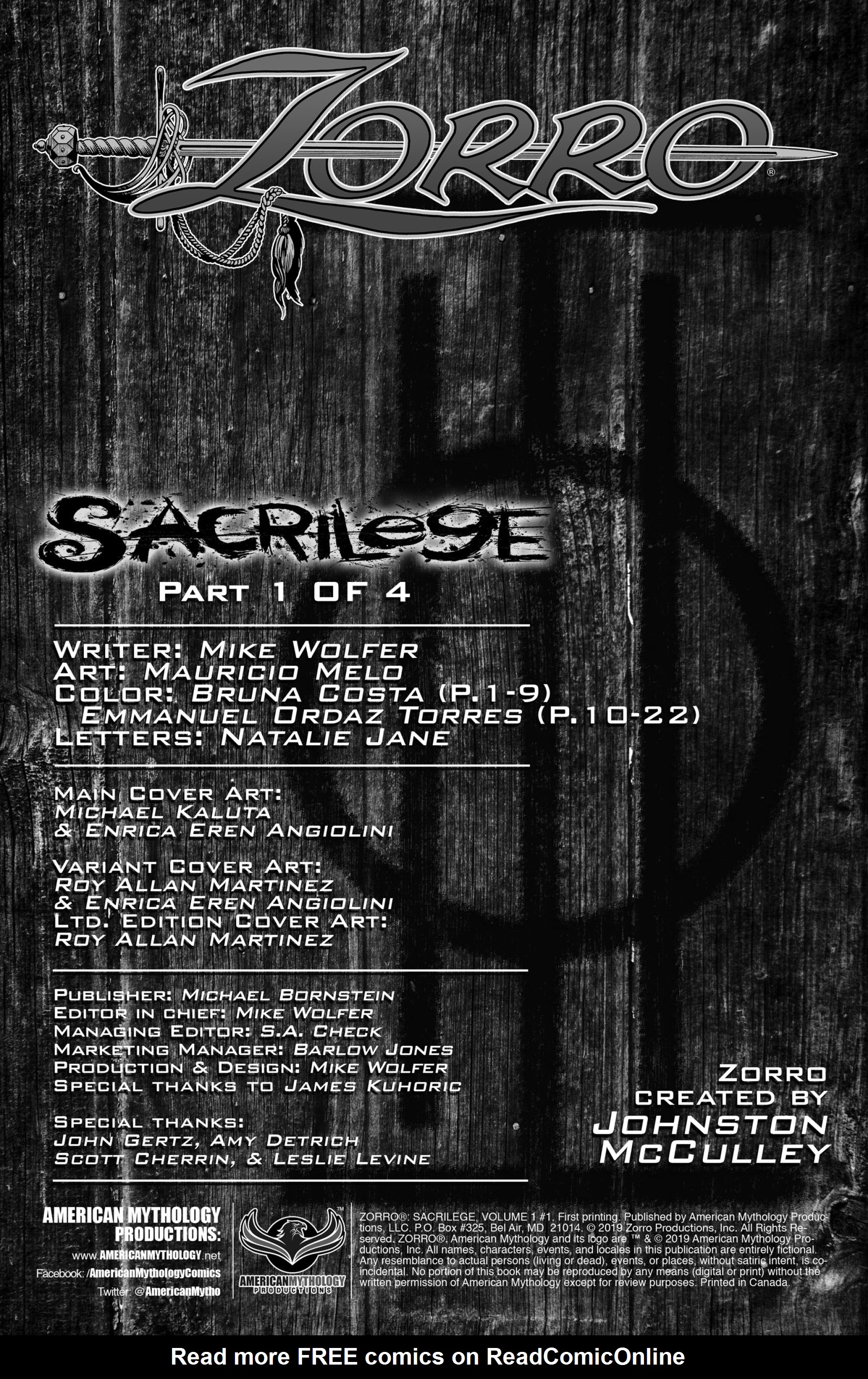 Read online Zorro: Sacrilege comic -  Issue #1 - 2