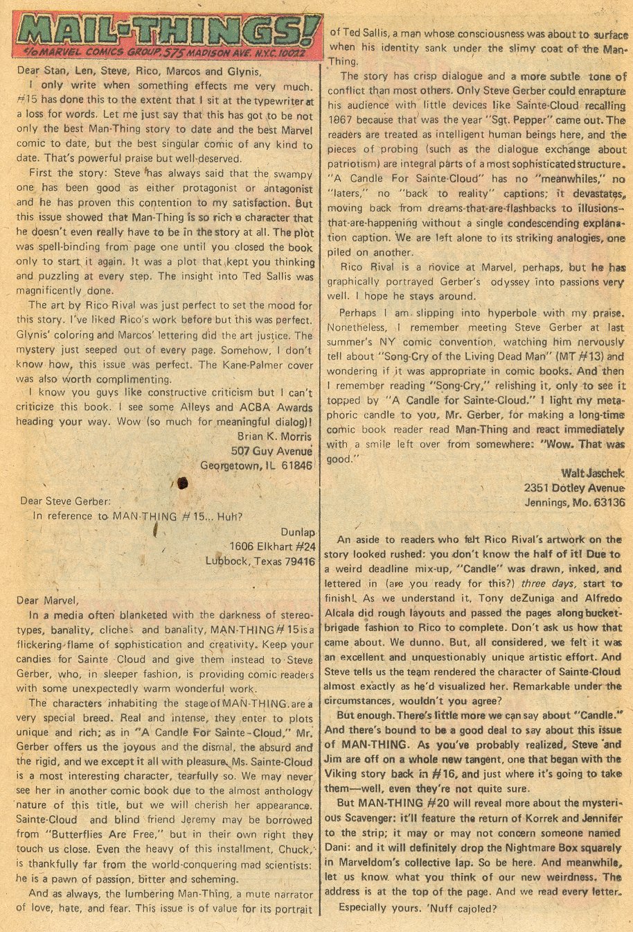 Read online Man-Thing (1974) comic -  Issue #19 - 14