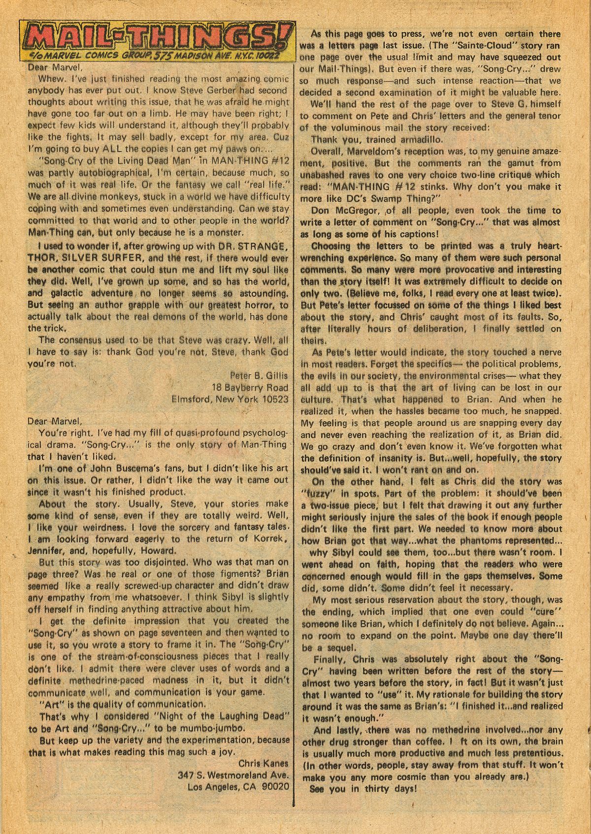 Read online Man-Thing (1974) comic -  Issue #16 - 20
