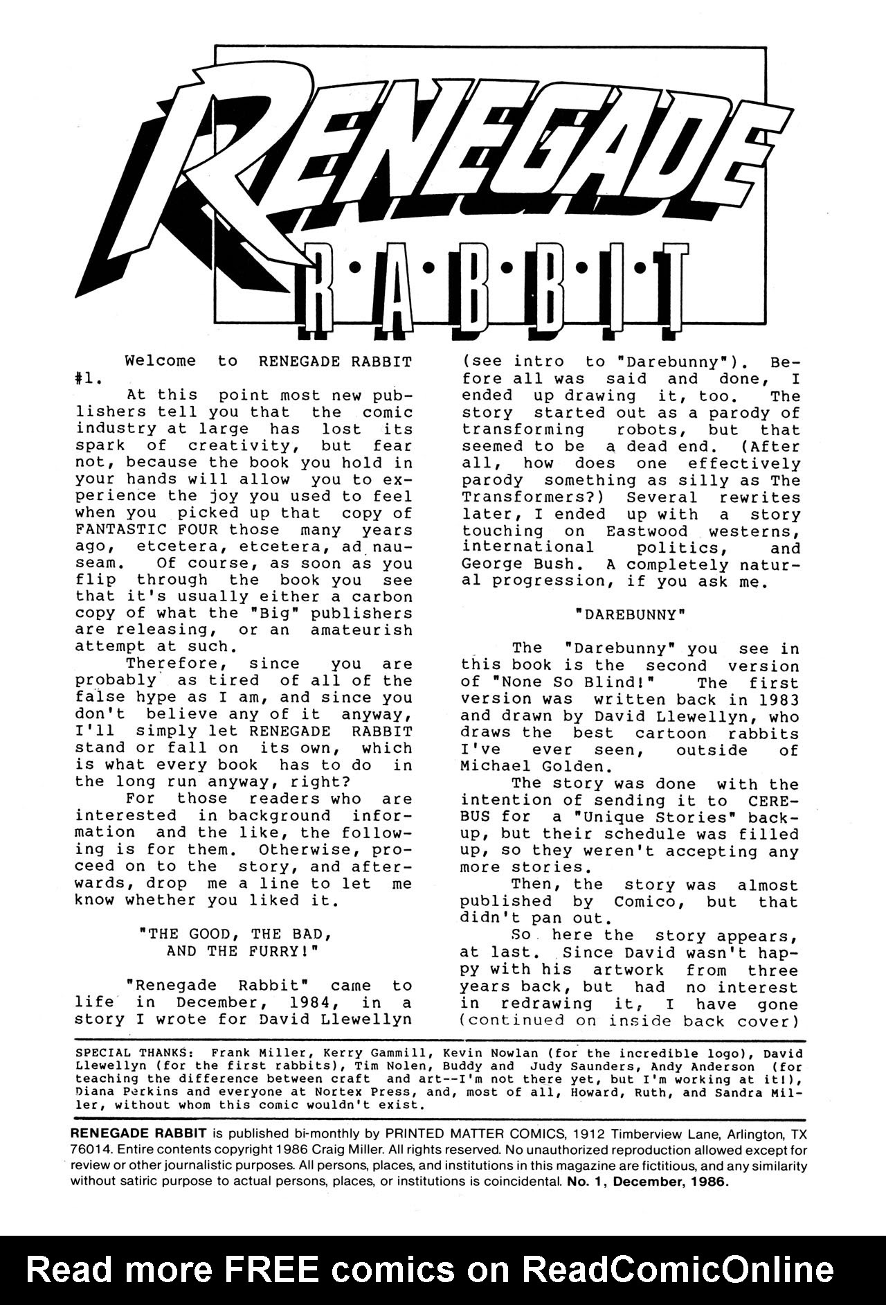 Read online Renegade Rabbit comic -  Issue #1 - 2
