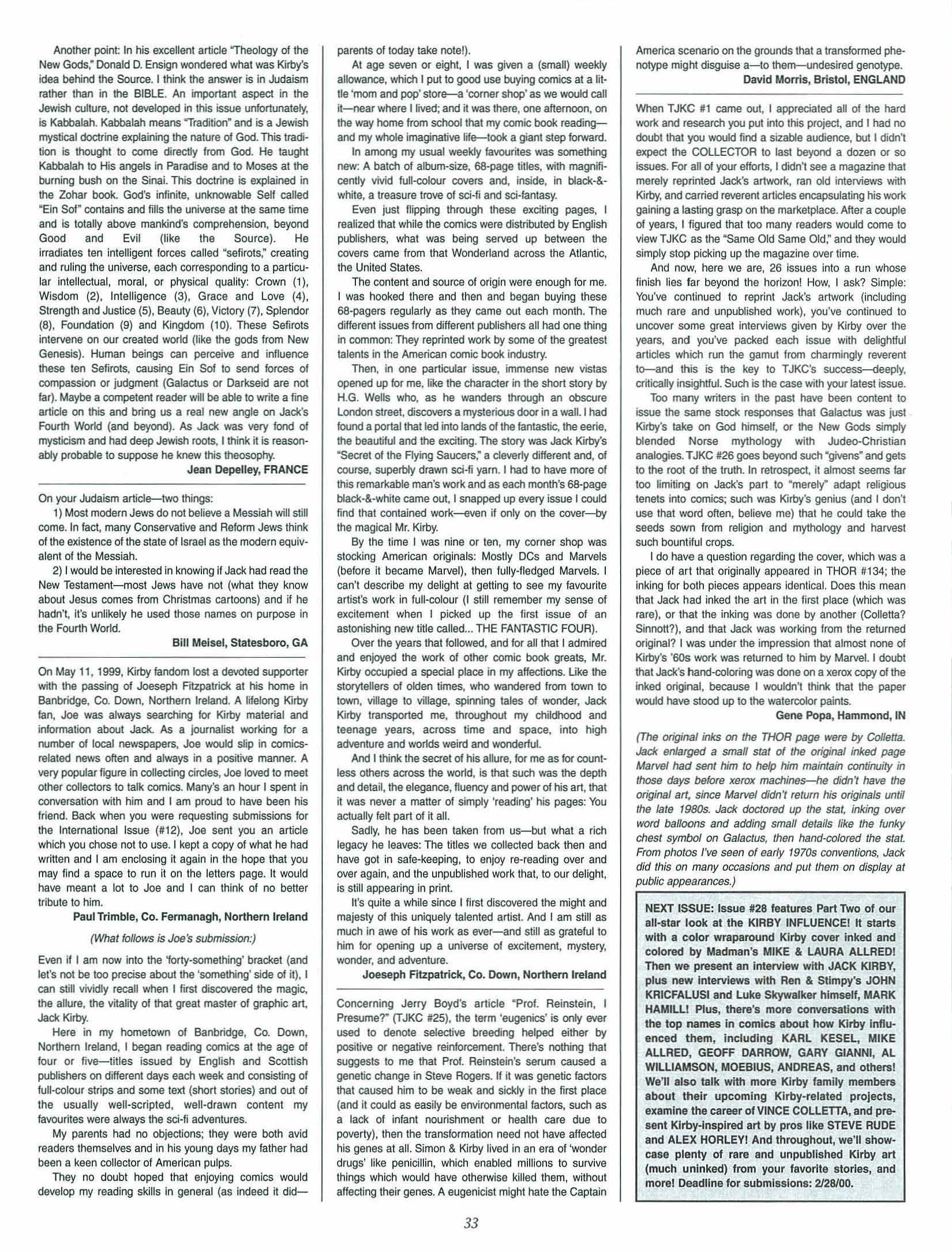 Read online The Jack Kirby Collector comic -  Issue #27 - 33