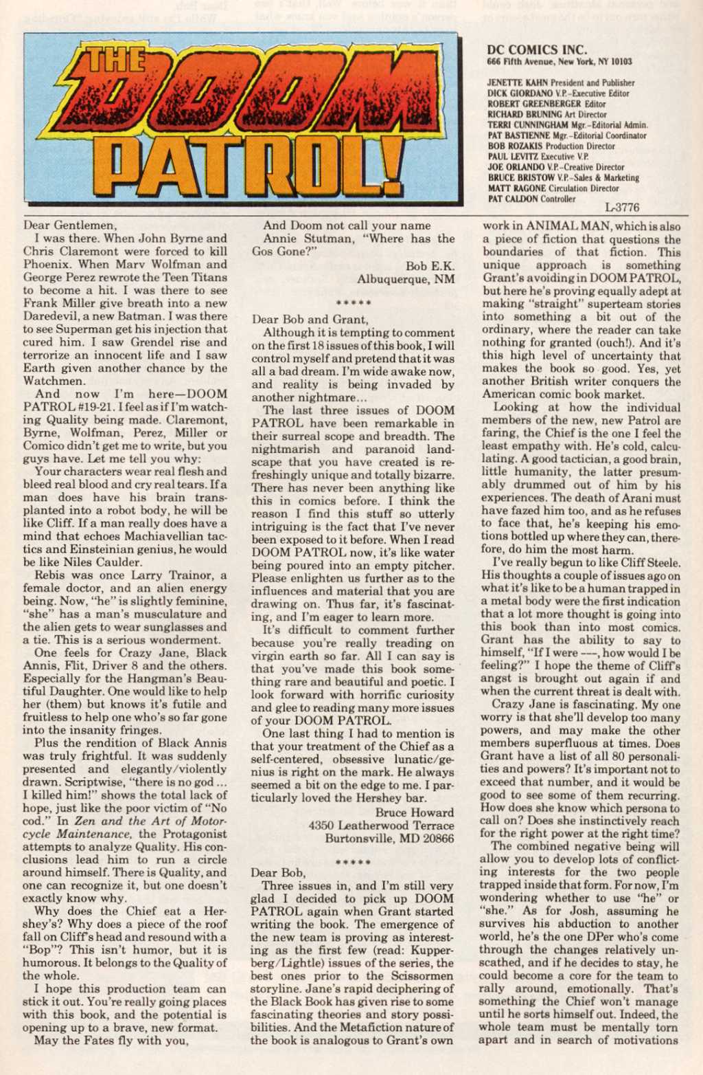 Read online Doom Patrol (1987) comic -  Issue #25 - 26