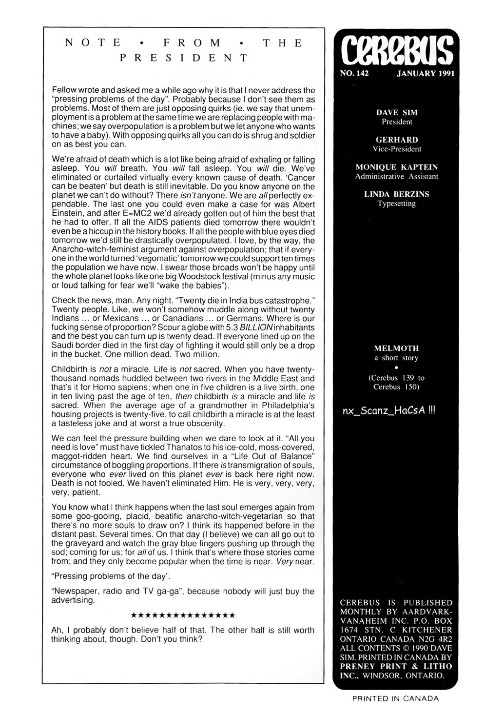 Read online Cerebus comic -  Issue #142 - 2