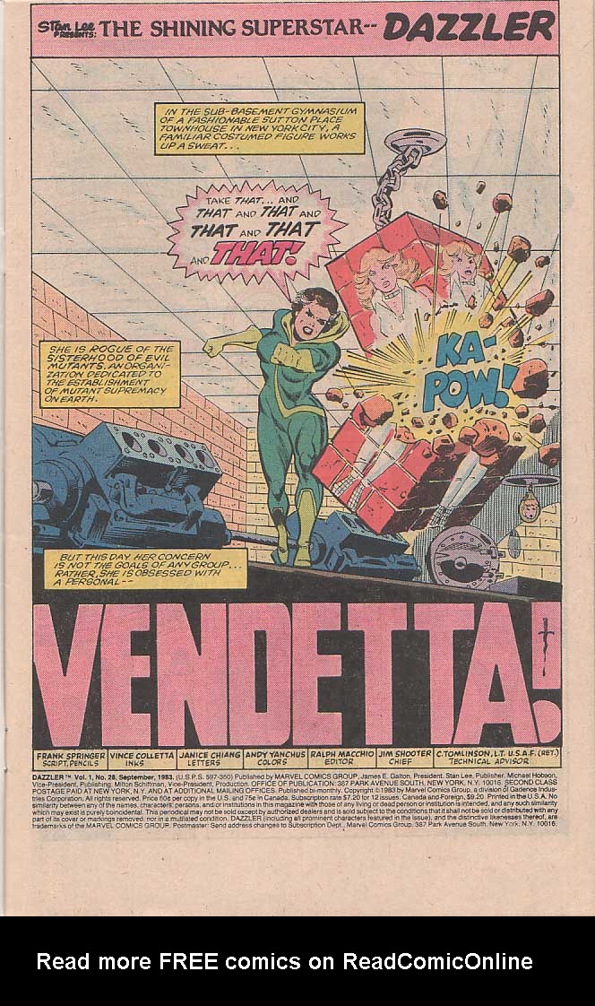 Read online Dazzler (1981) comic -  Issue #28 - 2