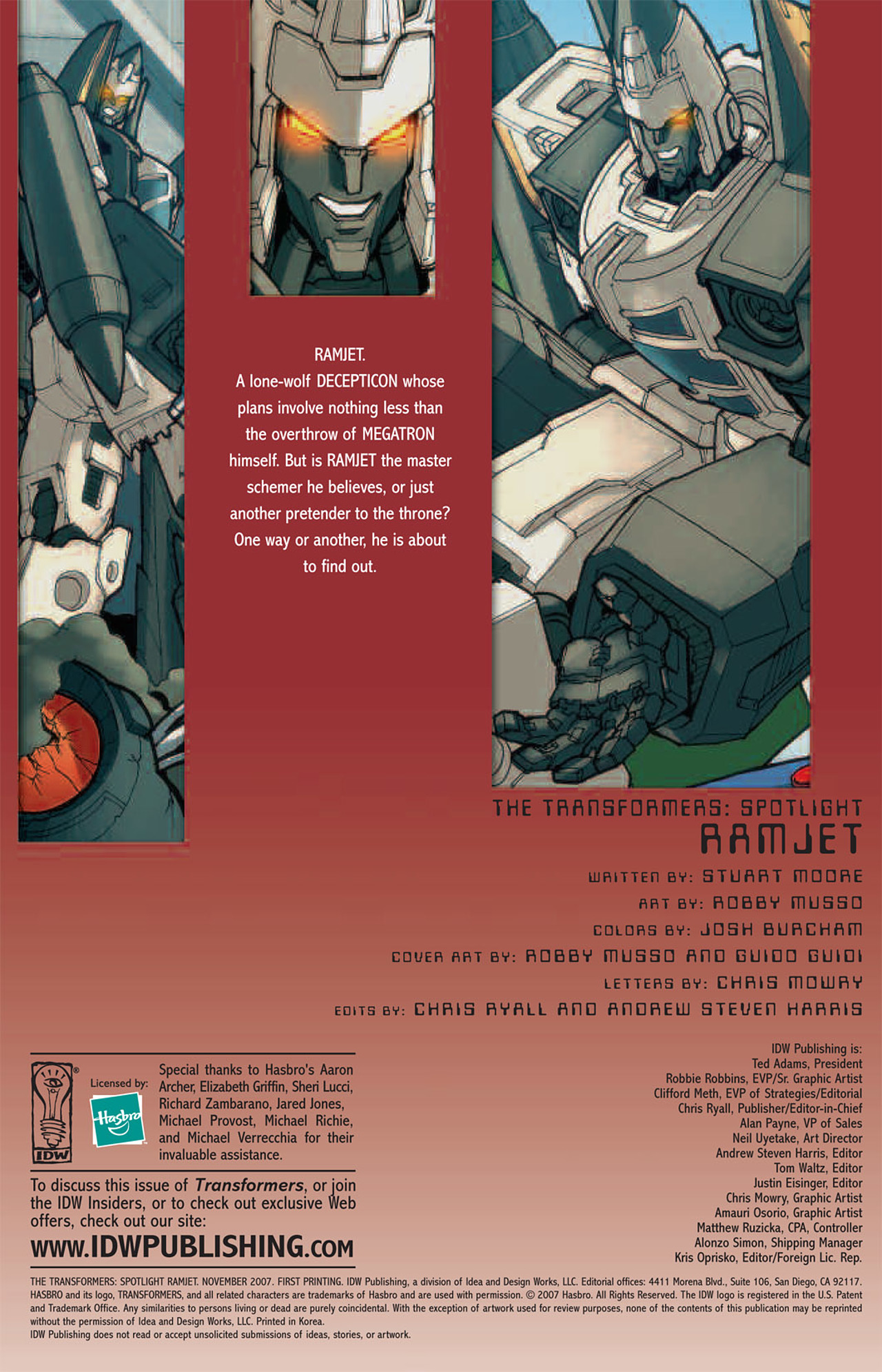 Read online Transformers Spotlight: Ramjet comic -  Issue # Full - 2
