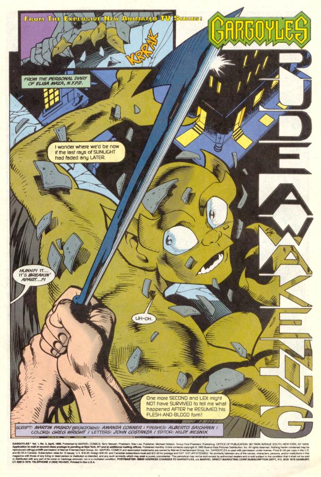 Read online Gargoyles (1995) comic -  Issue #3 - Rude Awekening - 2