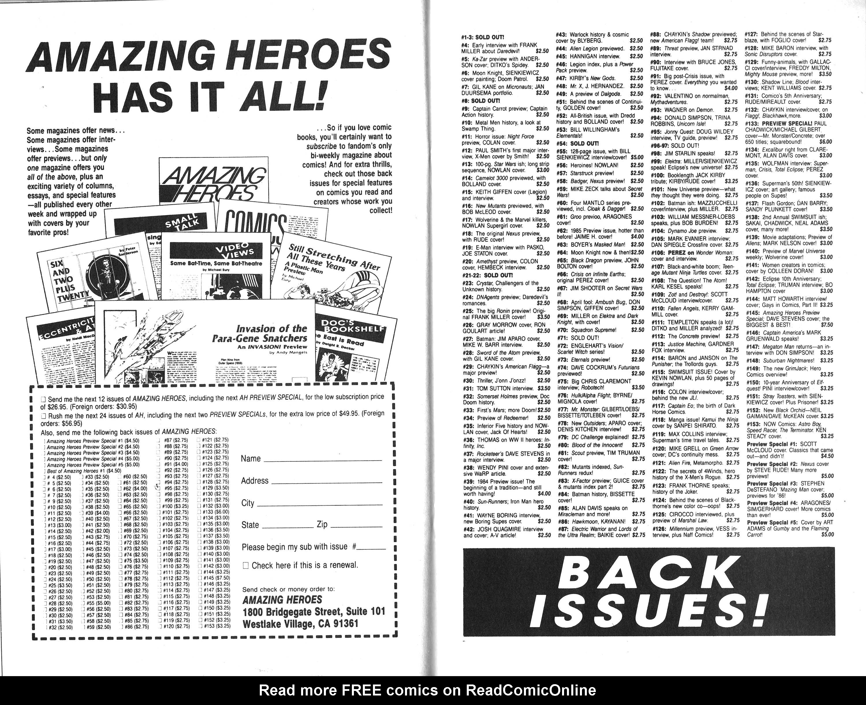 Read online Amazing Heroes comic -  Issue #155 - 20