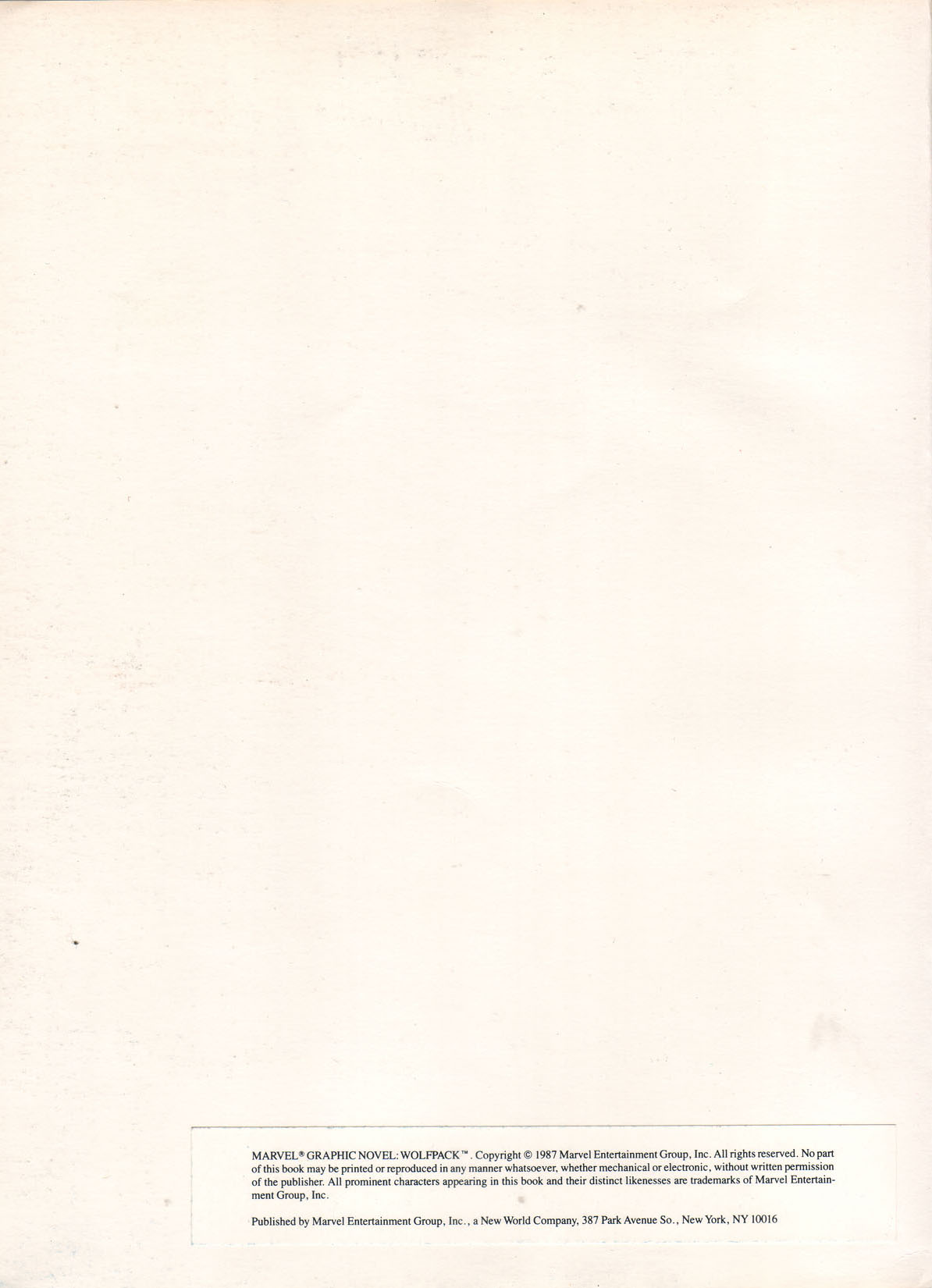 Read online Marvel Graphic Novel comic -  Issue #31 - Wofpack - 2