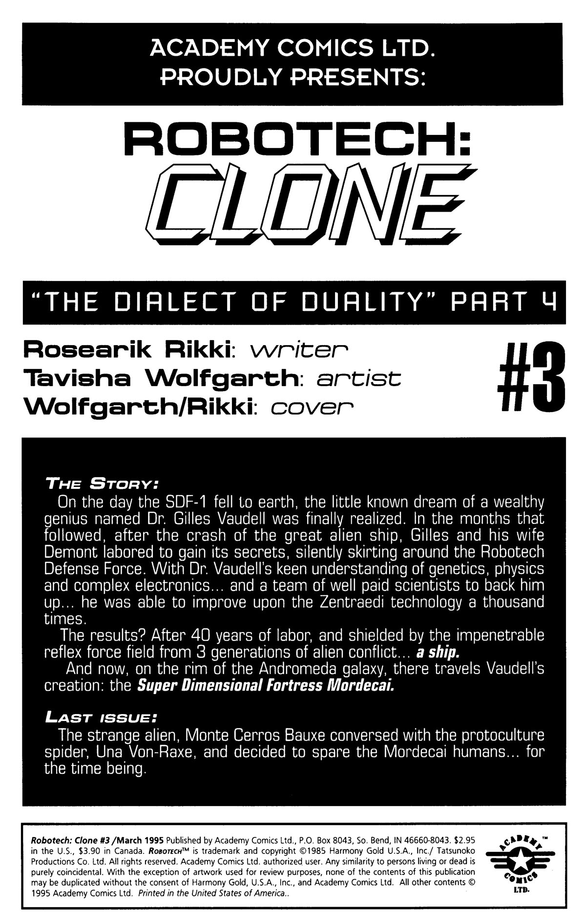 Read online Robotech Clone comic -  Issue #3 - 2