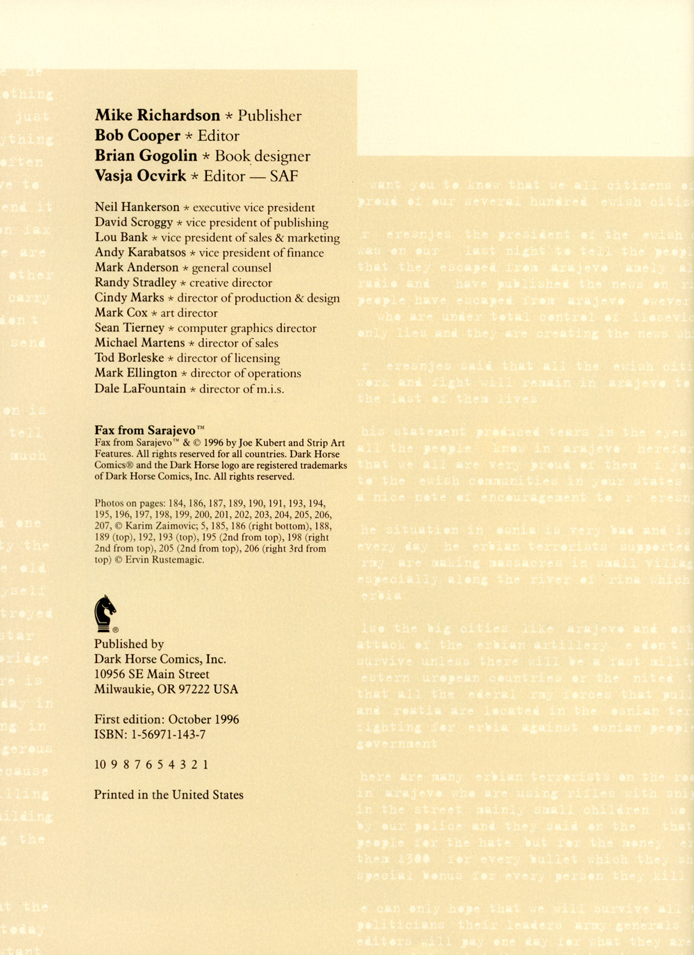 Read online Fax from Sarajevo comic -  Issue # TPB - 6