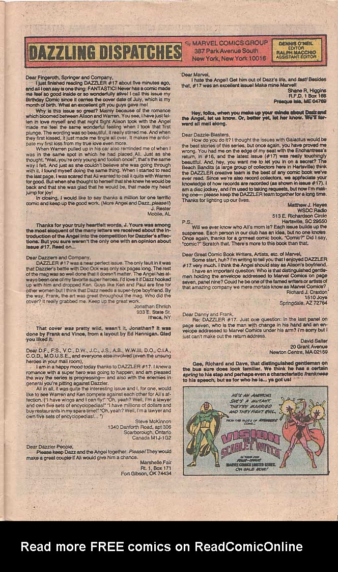 Read online Dazzler (1981) comic -  Issue #22 - 24