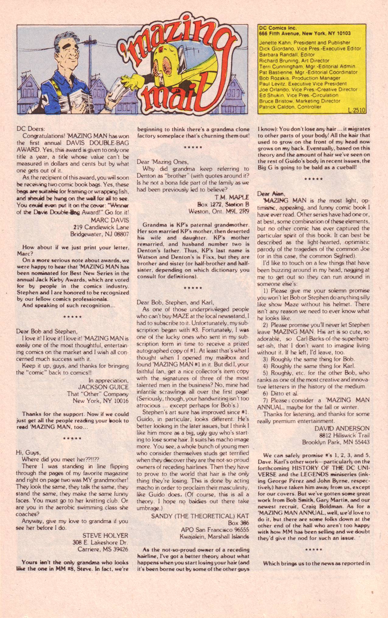 Read online 'Mazing Man comic -  Issue #12 - 12