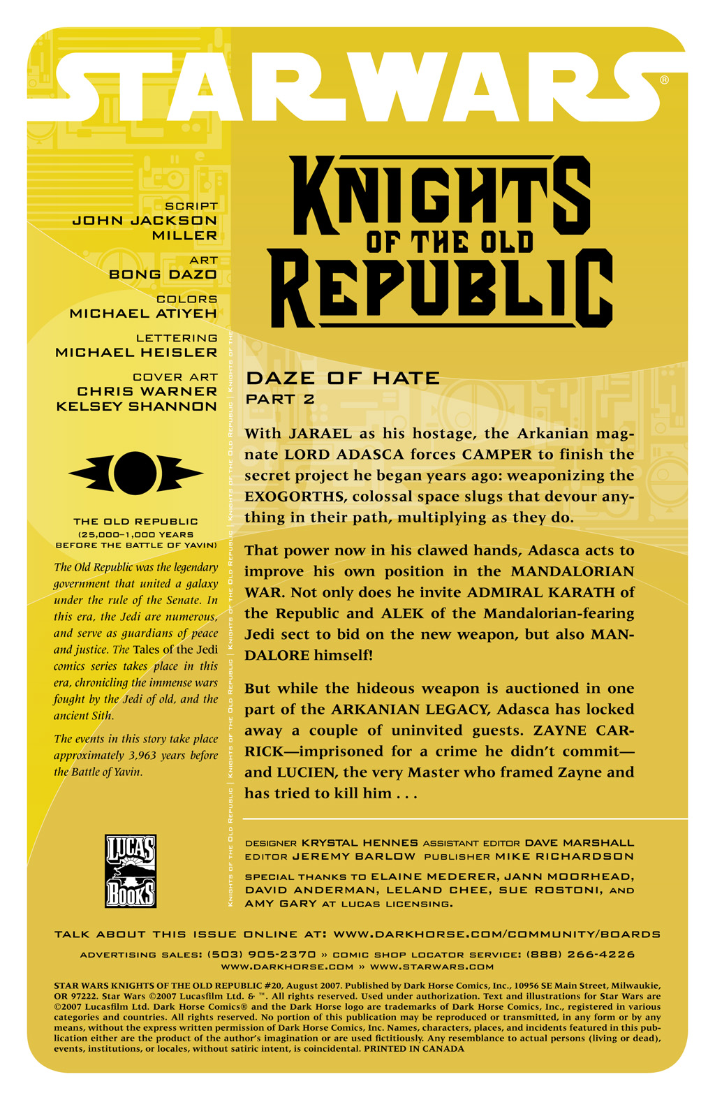 Read online Star Wars: Knights Of The Old Republic comic -  Issue #20 - 2