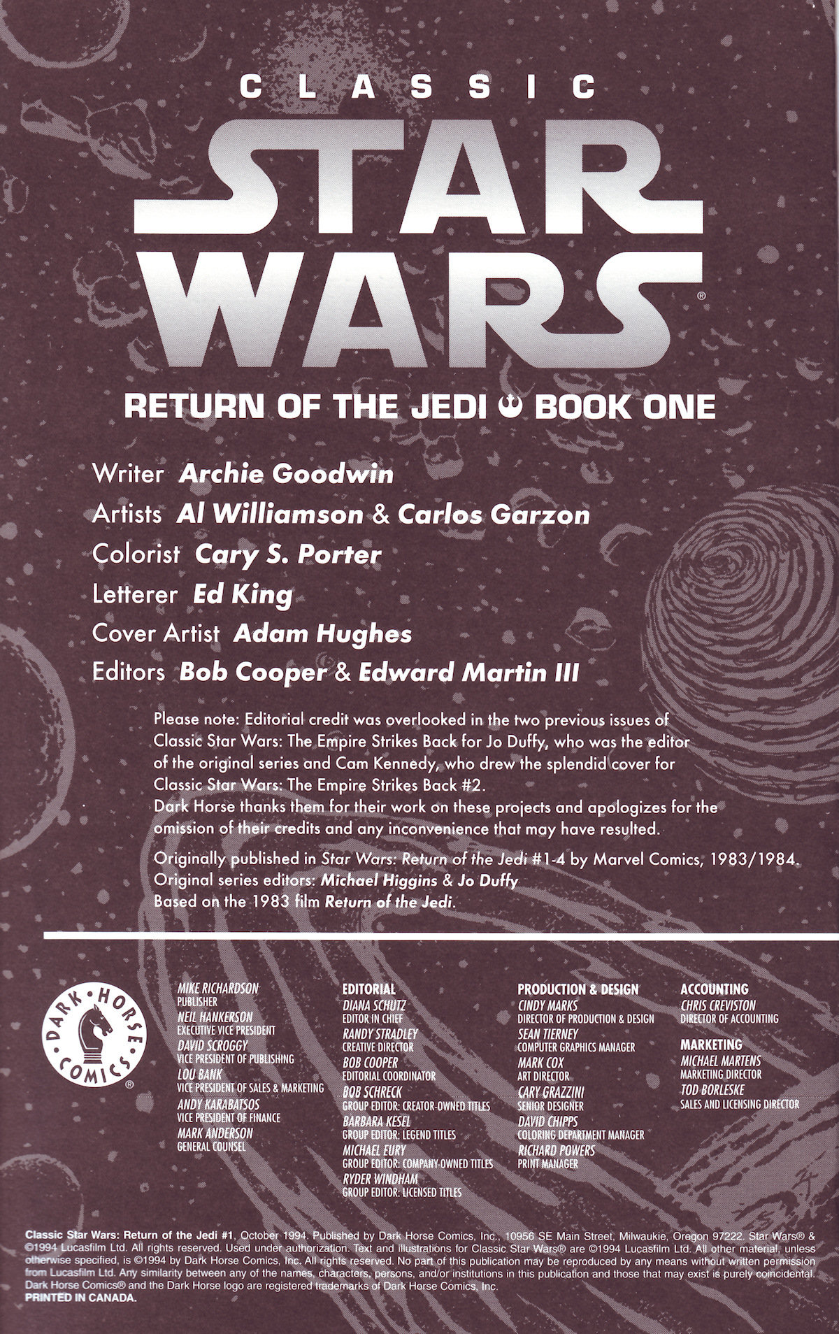 Read online Classic Star Wars: Return of the Jedi comic -  Issue #1 - 2