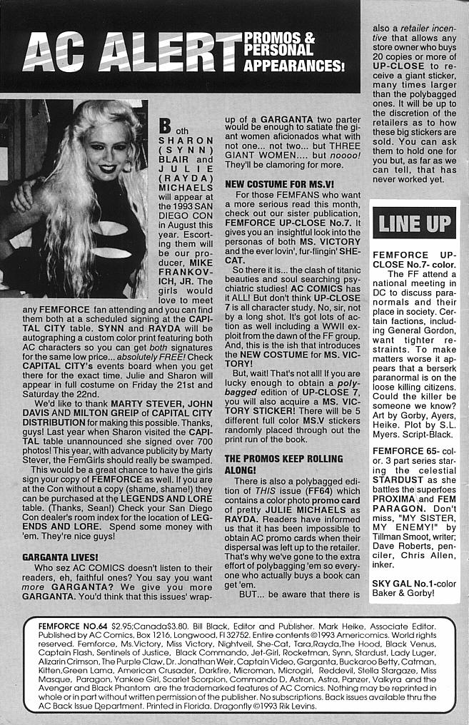 Read online Femforce comic -  Issue #64 - 2