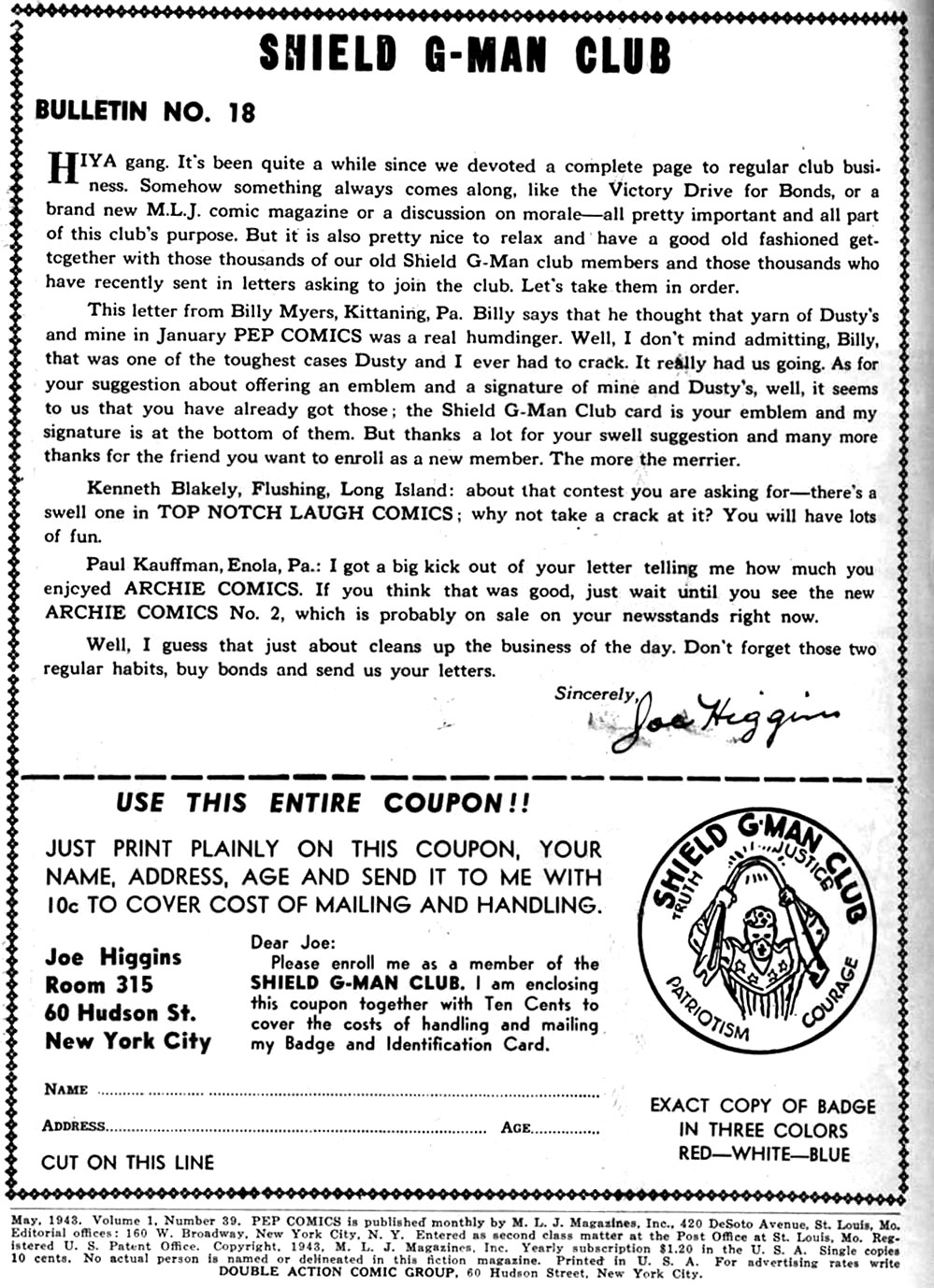 Read online Pep Comics comic -  Issue #39 - 2