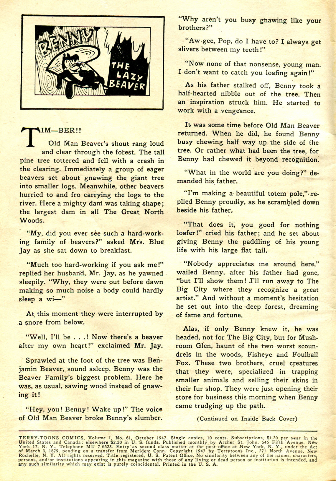 Read online Terry-Toons Comics comic -  Issue #61 - 2