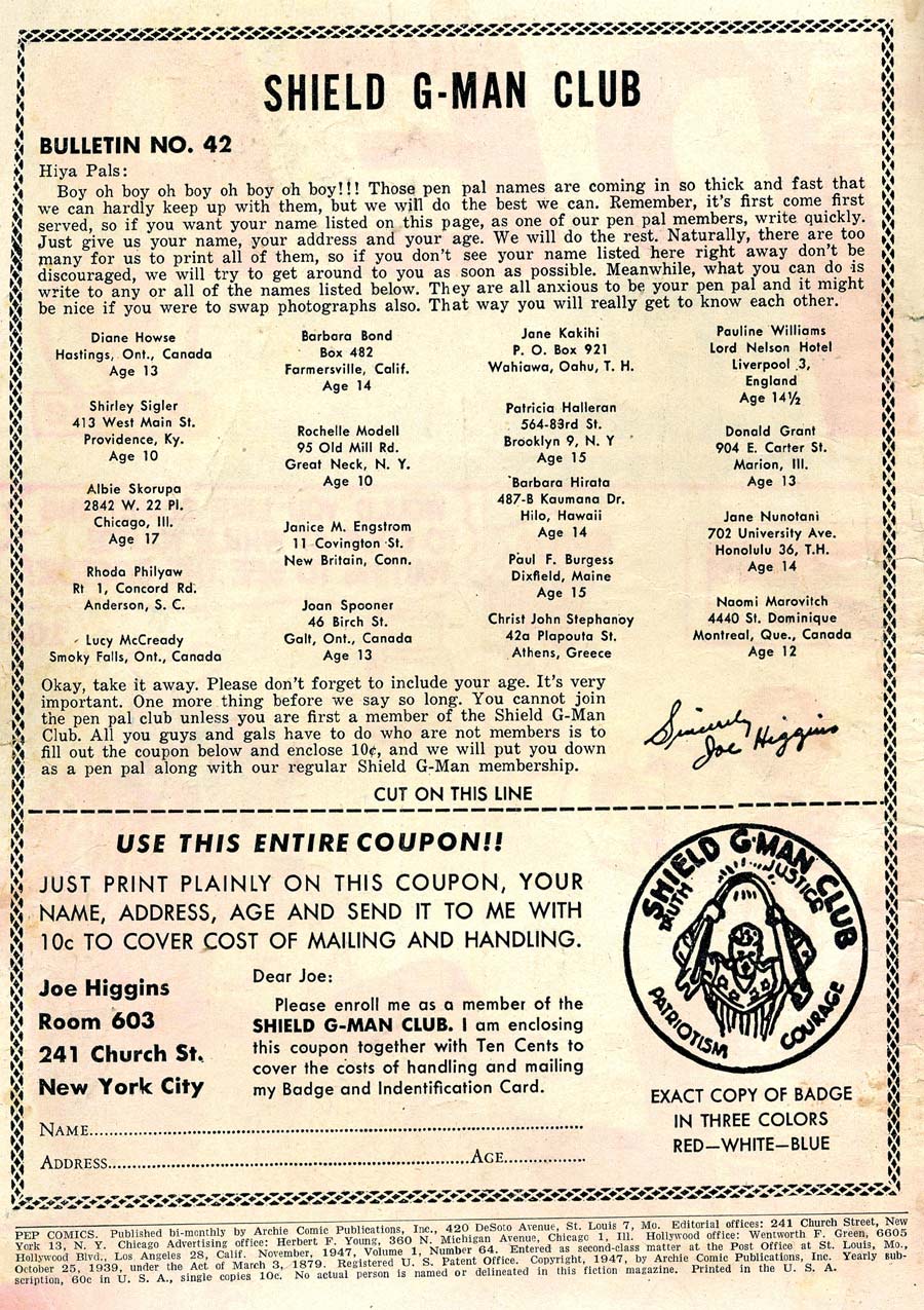 Read online Pep Comics comic -  Issue #64 - 3