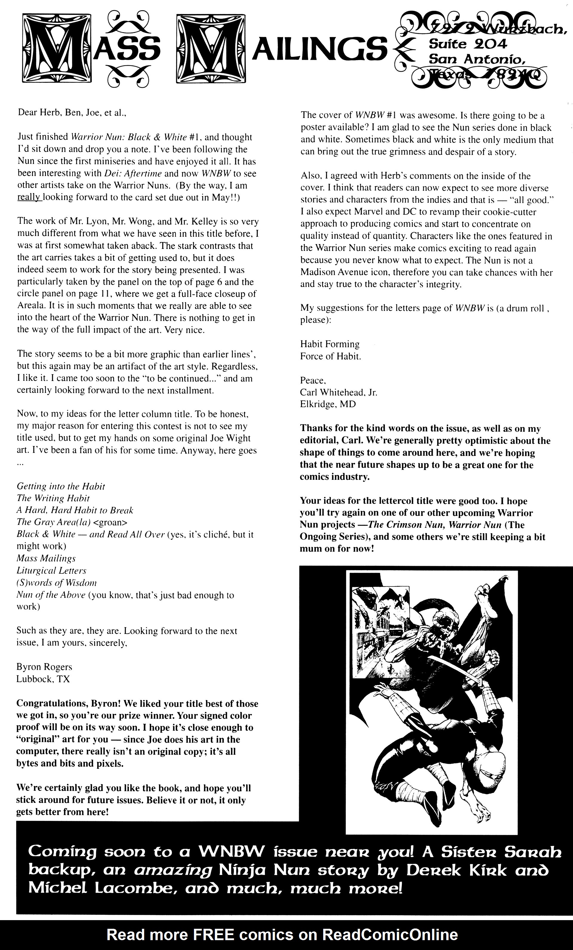 Read online Warrior Nun: Black & White comic -  Issue #2 - 27