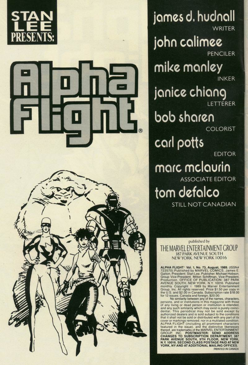 Read online Alpha Flight (1983) comic -  Issue #73 - 2