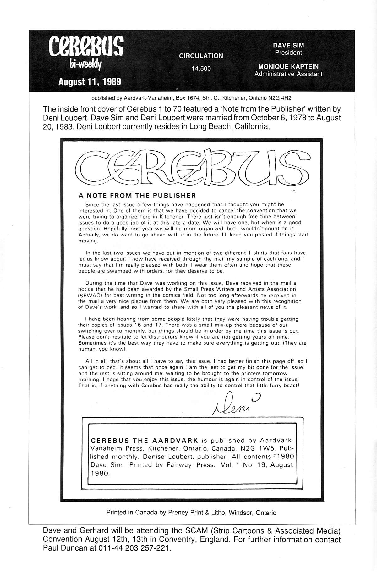 Read online Cerebus comic -  Issue #19 - 2