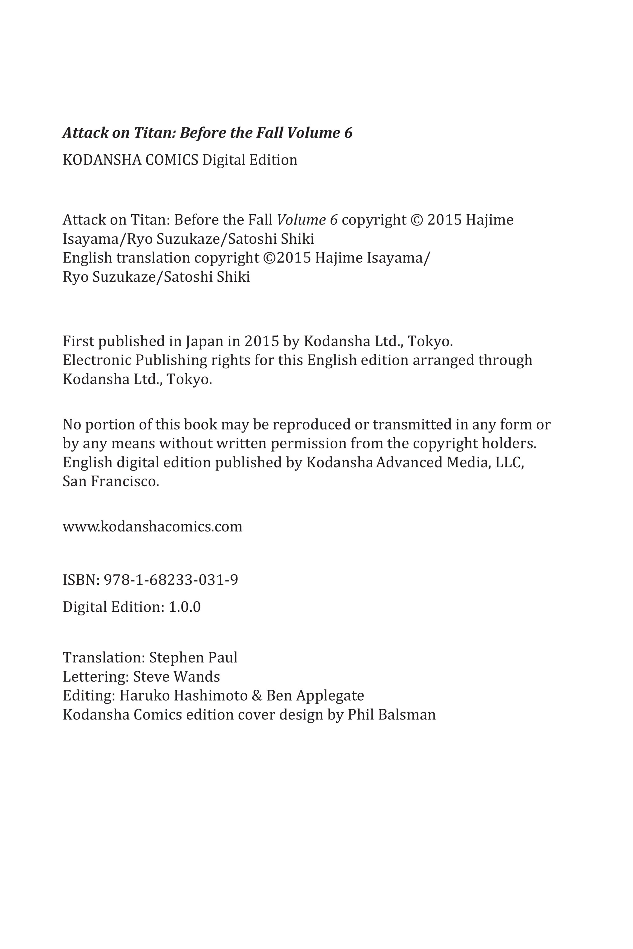 Read online Attack on Titan: Before the Fall comic -  Issue #6 - 184