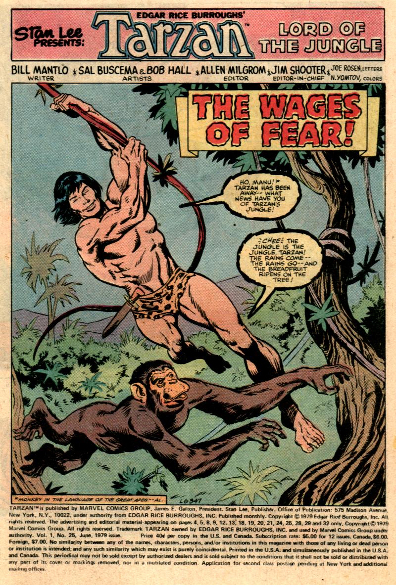 Read online Tarzan (1977) comic -  Issue #25 - 2