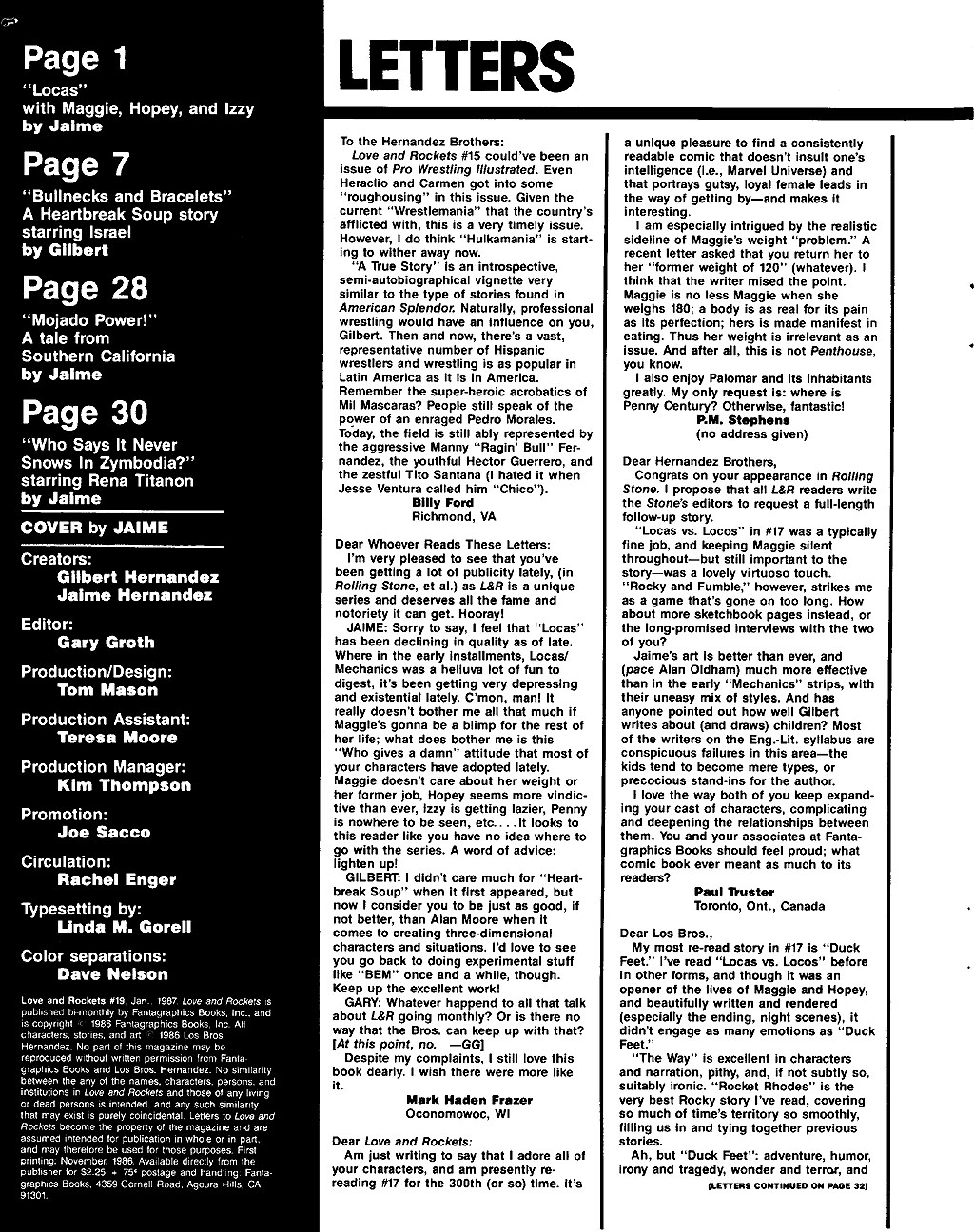 Read online Love and Rockets (1982) comic -  Issue #19 - 2