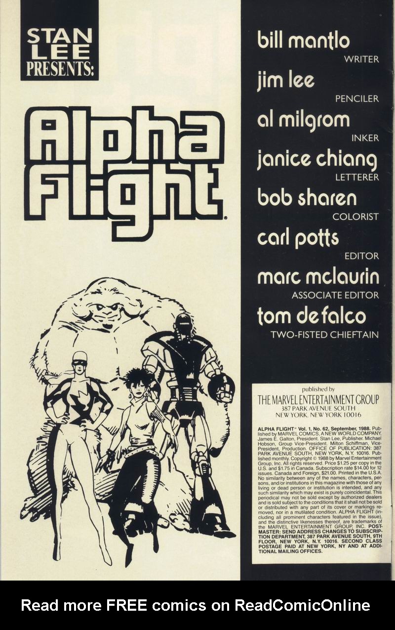 Read online Alpha Flight (1983) comic -  Issue #62 - 2