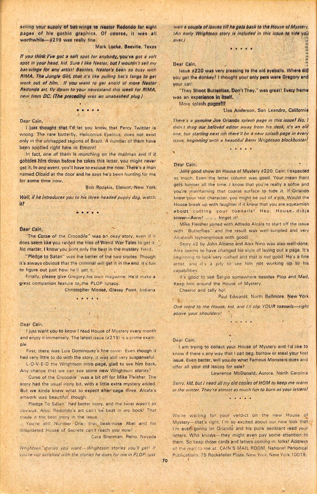 Read online House of Mystery (1951) comic -  Issue #224 - 70