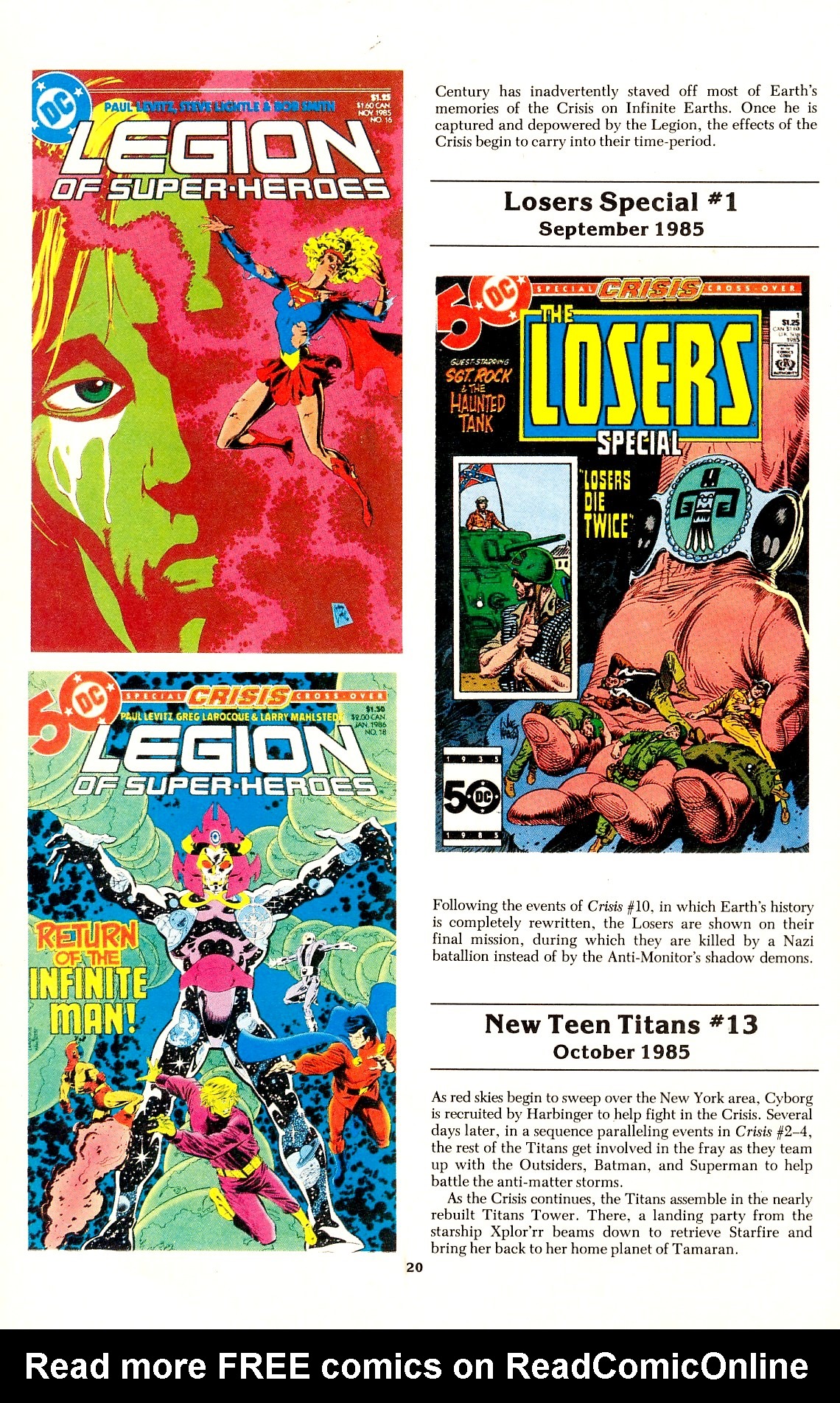 Read online The Official Crisis on Infinite Earths Crossover Index comic -  Issue # Full - 22