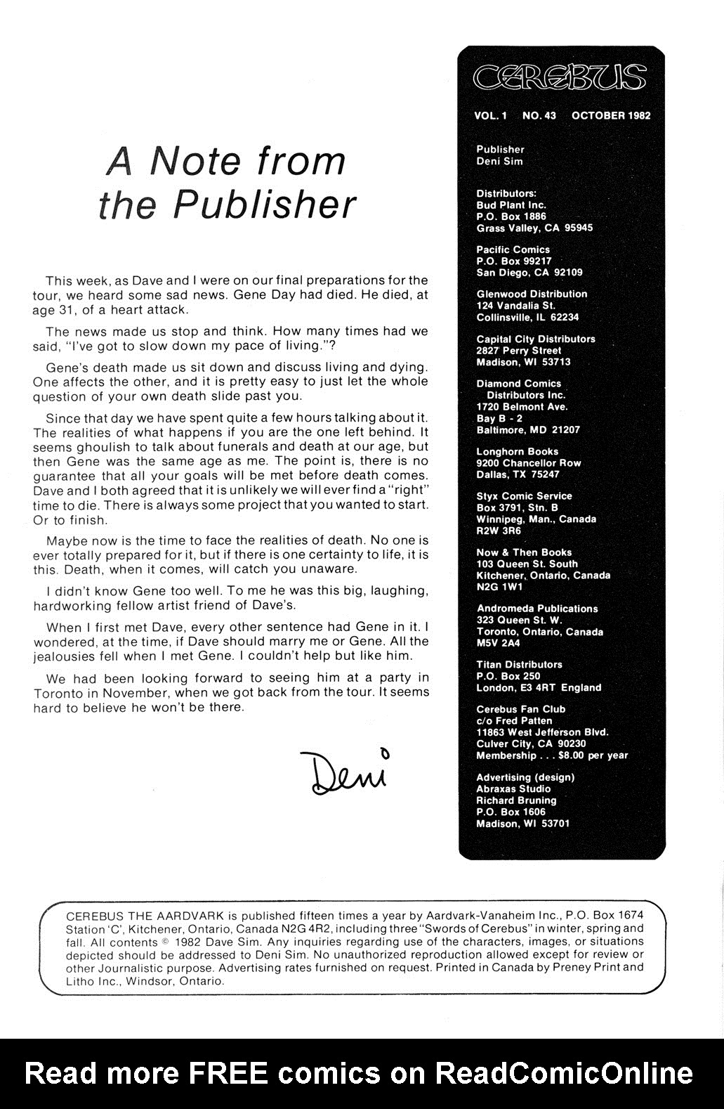 Read online Cerebus comic -  Issue #43 - 2