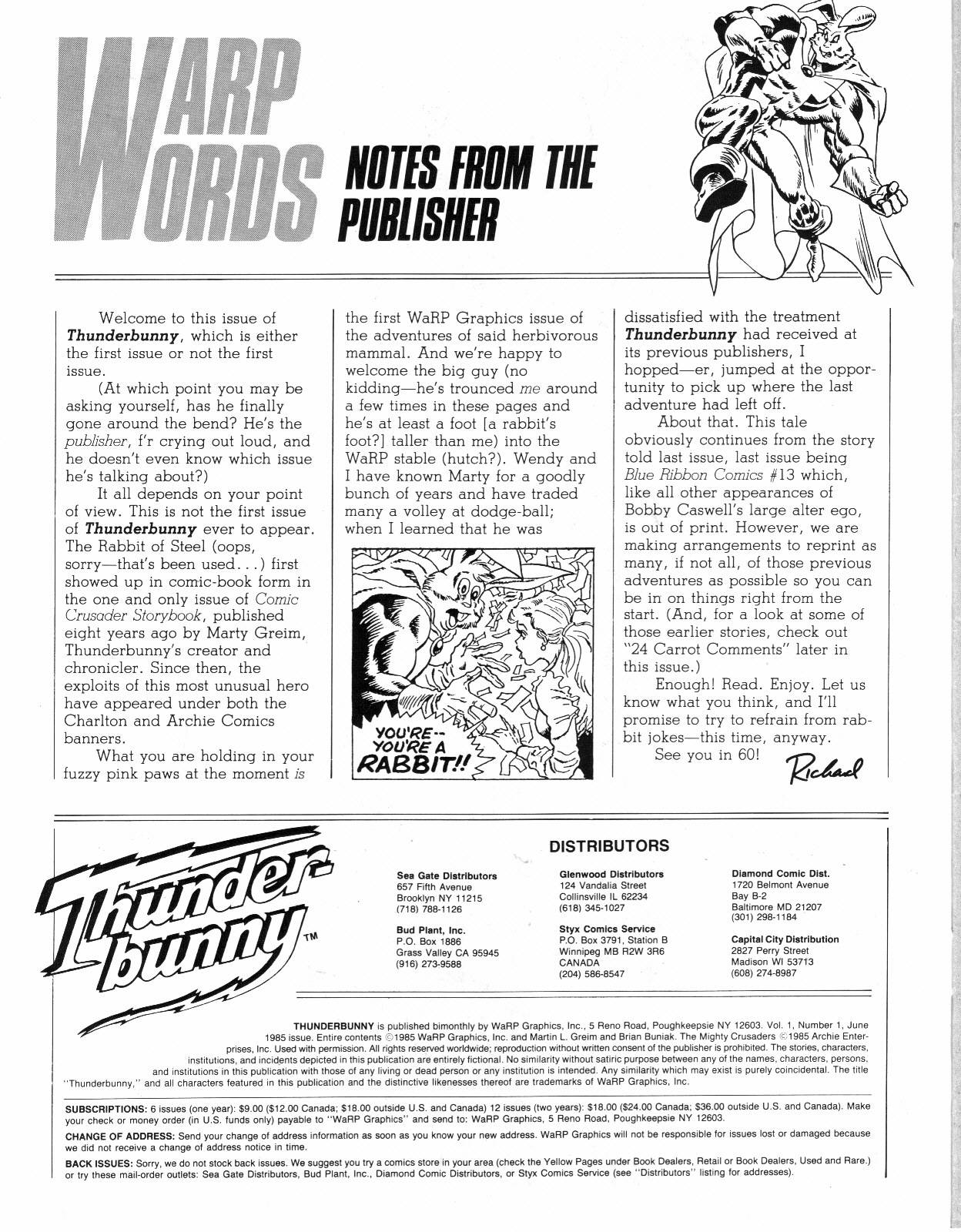 Read online Thunderbunny comic -  Issue #1 - 2
