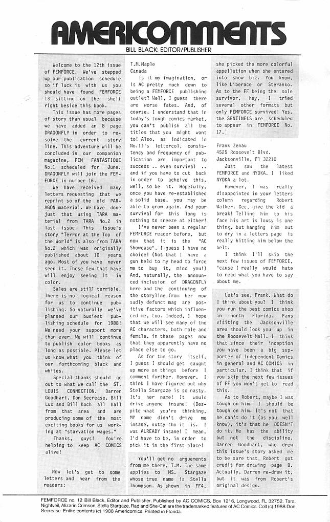 Read online Femforce comic -  Issue #12 - 2