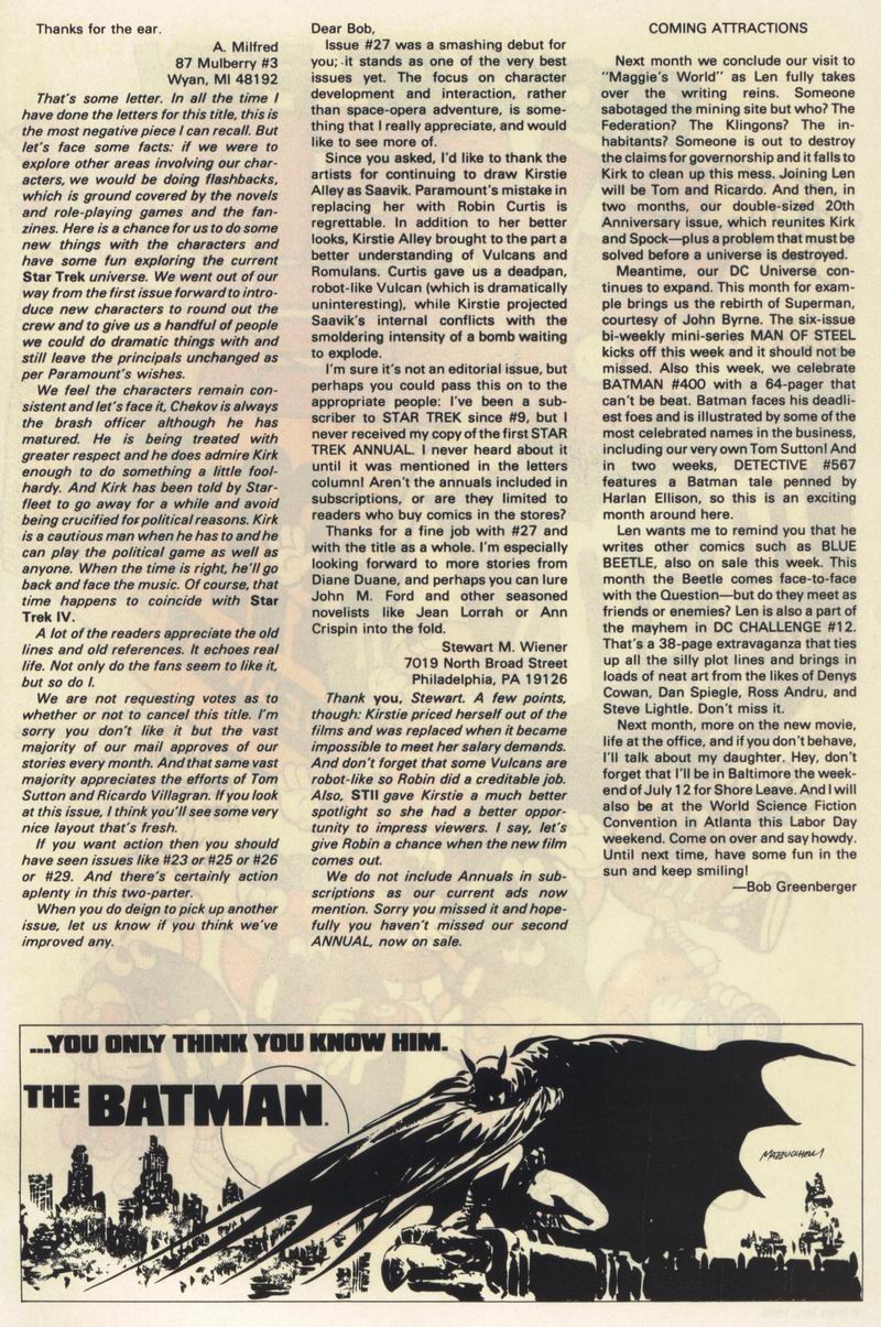 Read online Star Trek (1984) comic -  Issue #31 - 26