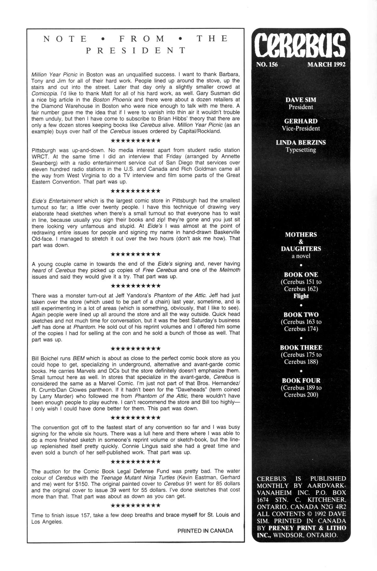 Read online Cerebus comic -  Issue #156 - 2