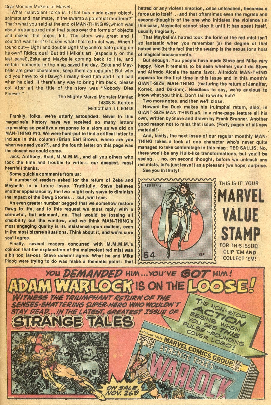 Read online Man-Thing (1974) comic -  Issue #14 - 14