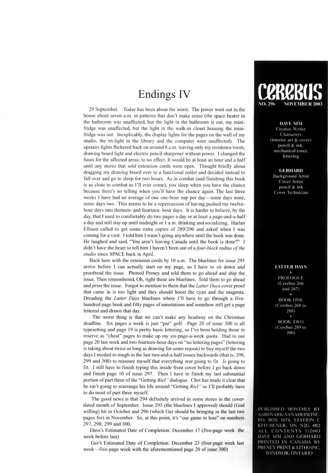 Cerebus Issue #296 #294 - English 2 Cerebus Issue #296 #294 - English 2