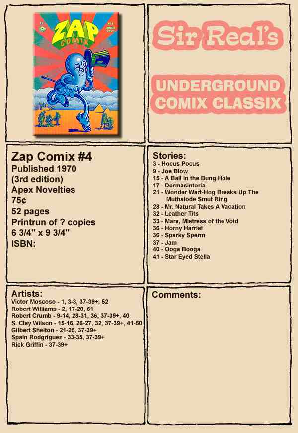 Read online Zap Comix comic -  Issue #4 - 1