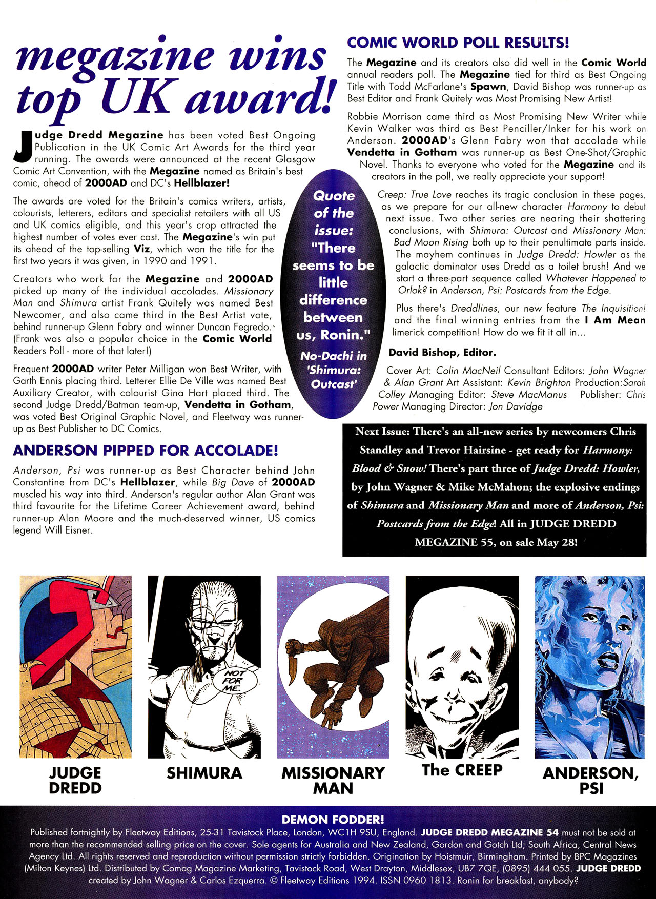 Read online Judge Dredd: The Megazine (vol. 2) comic -  Issue #54 - 2
